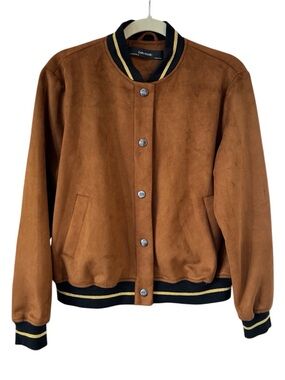 Zara Basic Brown Suede Bomber Jacket